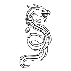 outline chinese dragon on white background sketch