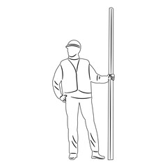Fototapeta premium outline builder on white background sketch