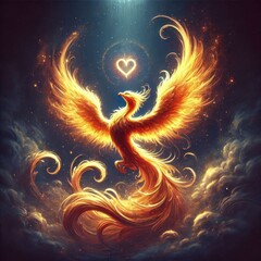 Fototapeta premium Artistic Phoenix in Radiant Flames