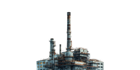 Industrial factory chimney structure isolated on transparent background