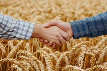 Polish farmer welcomes EU representative in wheat field during agricultural meeting emphasizing...