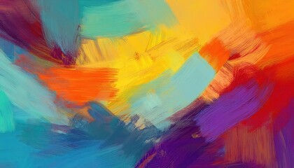 Vibrant, Textured Abstract Painting Showcasing a Mix of Colors and Grunge Texture on Canvas, Creating an Eclectic Atmosphere.