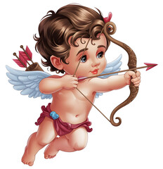 Obraz premium Cupid shooting love arrow, Valentine's Day