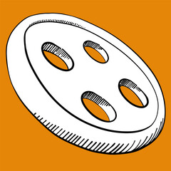  Black and white button, hand-fed. Vector illustration