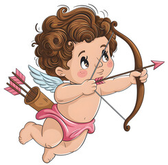 Obraz premium Cupid shooting love arrow, Valentine's Day