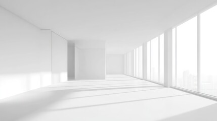 Serene Minimalist White Room with City View