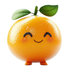 Cute and cheerful cartoon orange character with a smile, showcasing a friendly and playful design ideal for children's media isolated on transparent background