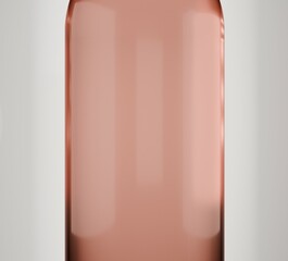 rose wine empty transparent bottle close-up 3d rendering on a white background for label designs
