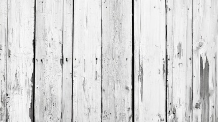 Fototapeta premium Weathered White Wooden Plank Wall with Texture and Grain Detail