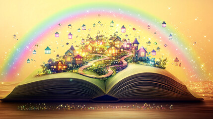 Enchanting Storybook World Emerges from an Open Book