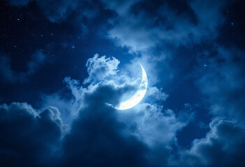 Crescent moon background. Ramadhan moon wallpaper. Eid moon wallpaper