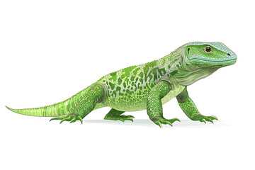 Obraz premium Green lizard, detailed illustration, side profile, scaled skin.