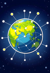 Naklejka premium A global network connection over the planet earth, sticker style, with white tones
