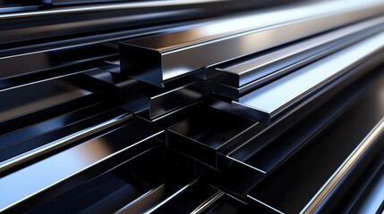 The industrial appeal of stainless flat bars stacked together.