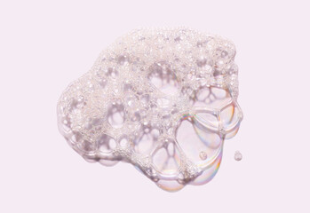 Cosmetic cleansing washing white soapy foam gel on grey isolated background