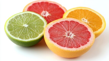 Fresh Citrus Fruits Halved Showing Vibrant Colors and Textures