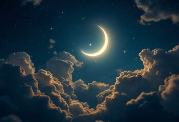 Crescent moon background. Ramadhan moon wallpaper. Eid moon wallpaper