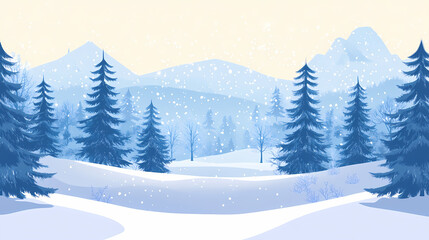 Naklejka premium Winter forest landscape. Sunweave. Illustration