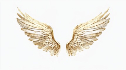 Obraz premium Elegant Golden Angel Wings on a Soft White Background