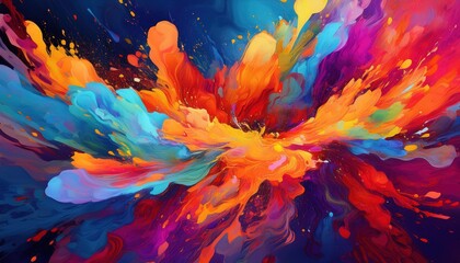 Energetic Chaotic Abstraction A Vibrant Explosion of Colors Captured on th January,