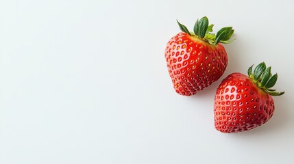 Fresh Red Strawberries on Minimalist White Background