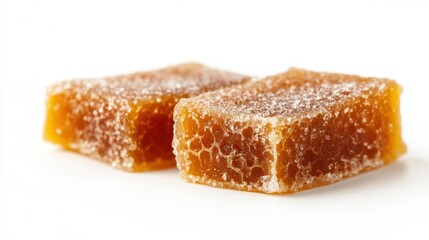 Natural Honey Candy Delicacies on White Background for Sweet Treats