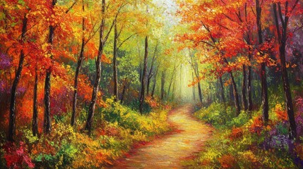 Obraz premium Autumn Path in the Forest