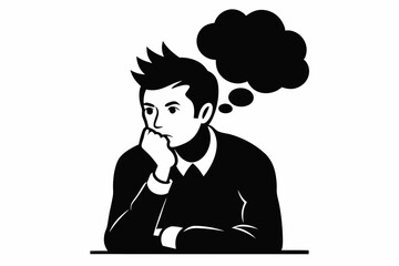 a man thinking silhouette vector illustration