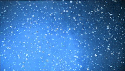 Snowfall illustration with blue background and copy space