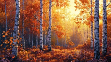 Autumnal Birch Forest
