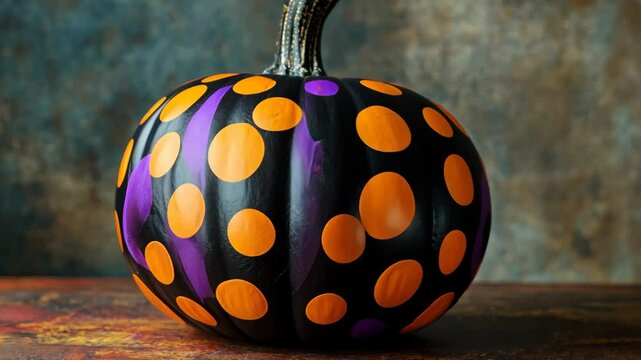 Colorful pumpkin transformation with dynamic dot patterns and vibrant textures