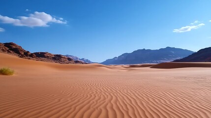 Fototapeta premium Vast Desert Landscape Under a Blue Sky