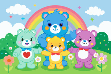 backgrounds care bears vector 