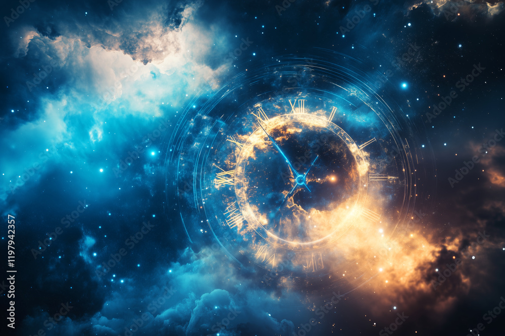 Wall mural concepts of universe and the time continuum. backdrop to illustrate the idea of time travel