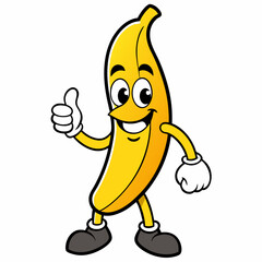 banana vector art illustration with hand and legs