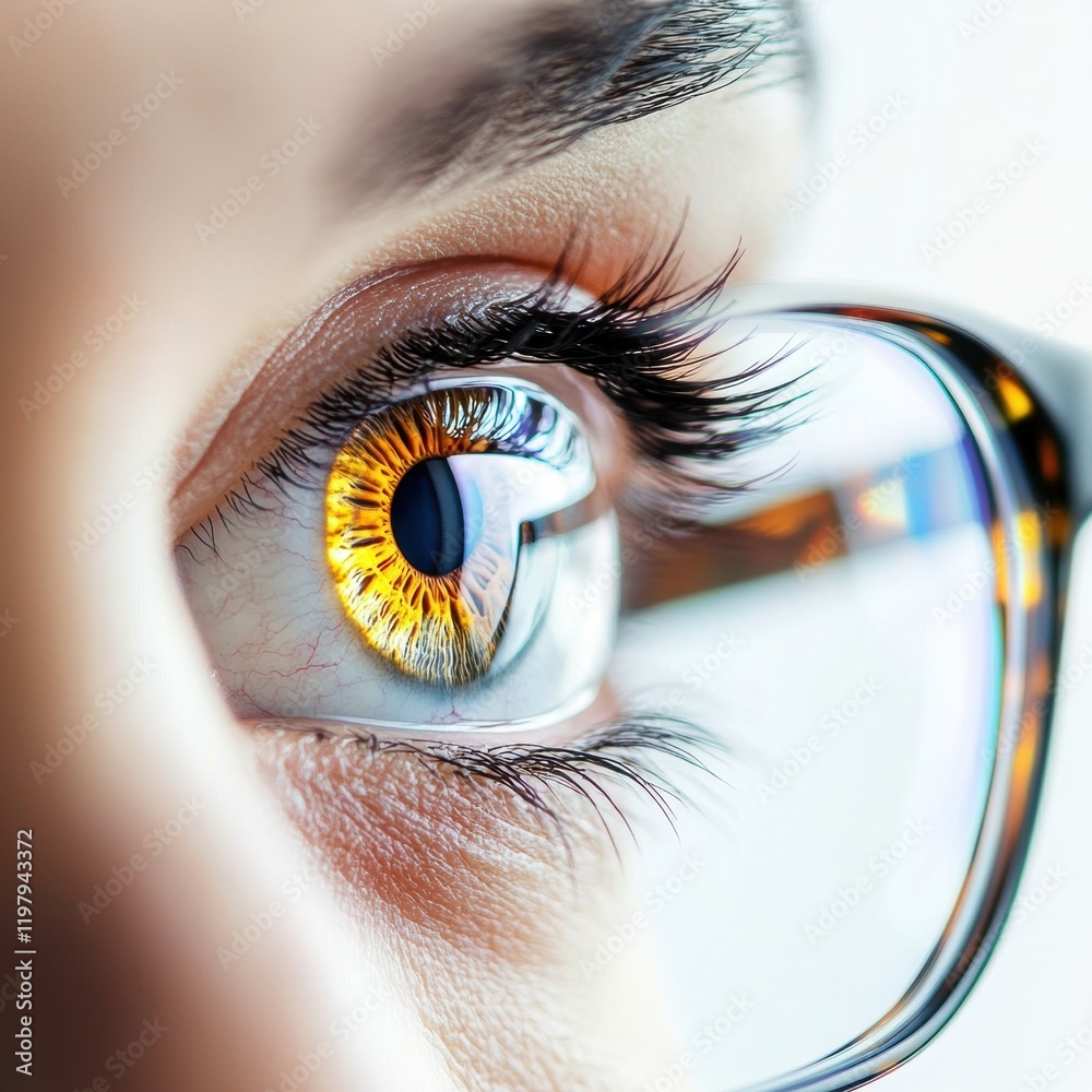 Aufkleber close up view of a human eye with striking details and reflections captured during daylight. generat