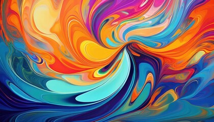 Vibrant Color Swirls on Canvas A Dynamic Exploration of Modern Artistic Expression