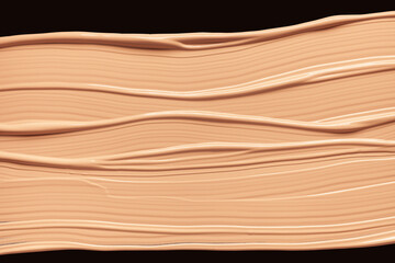 Cosmetic beauty product bb cream or foundation texture swatch beige nude medium light colored isolated on black