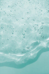 Cream gel gray blue transparent cosmetic sample texture with bubbles on white background