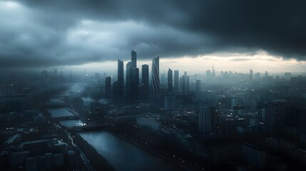 Fototapeta premium City Skyline with Skyscrapers 