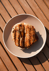 Breakfast bagel from organic cafe