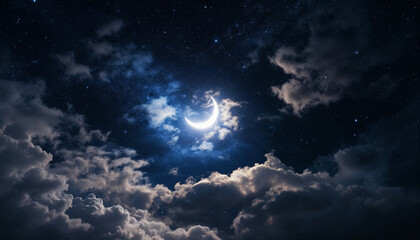 Crescent moon wallpaper. ramadhan moon background. islamic month background