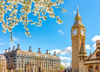 Big Ben tower in spring, London, UK
