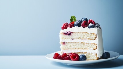 A Delectable Slice of Berry-licious Cake: A Visual Feast for the Senses. A Perfect Dessert for Any Occasion. A Sweet Treat for the Soul. 