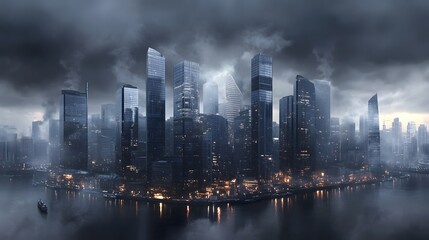 Fototapeta premium City Skyline with Skyscrapers 