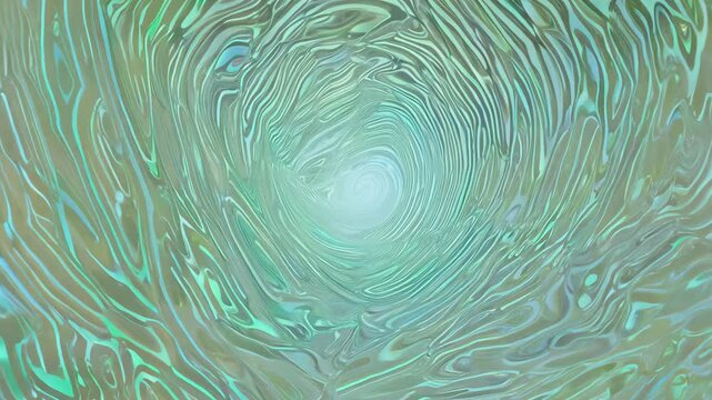 Soft light dolly out video featuring a seamless vector pattern of interwoven spiral shapes in a calming green and blue palette