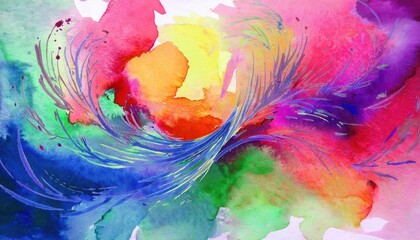 Vibrant Watercolor Abstraction Swirling Colors and Textures Create a Mesmerizing Visual Symphony, Depicting the Essence of an Artistic Exploration in Water and Movement.