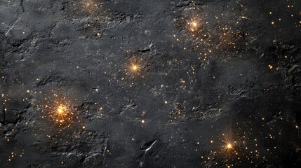 Black Texture with Glowing Gold Dust and Sparkles in Background