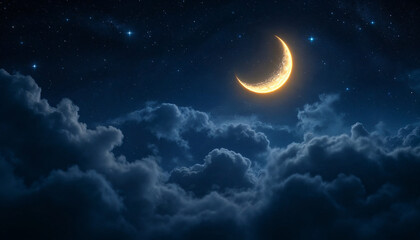 Crescent moon wallpaper. ramadhan moon wallpaper. eid moon background
