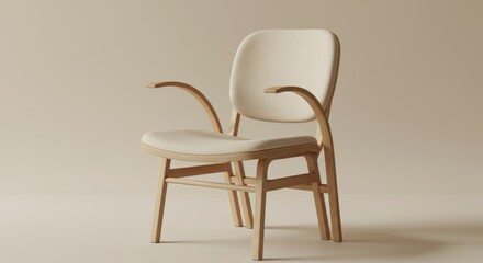 Wooden chair with a white cushion